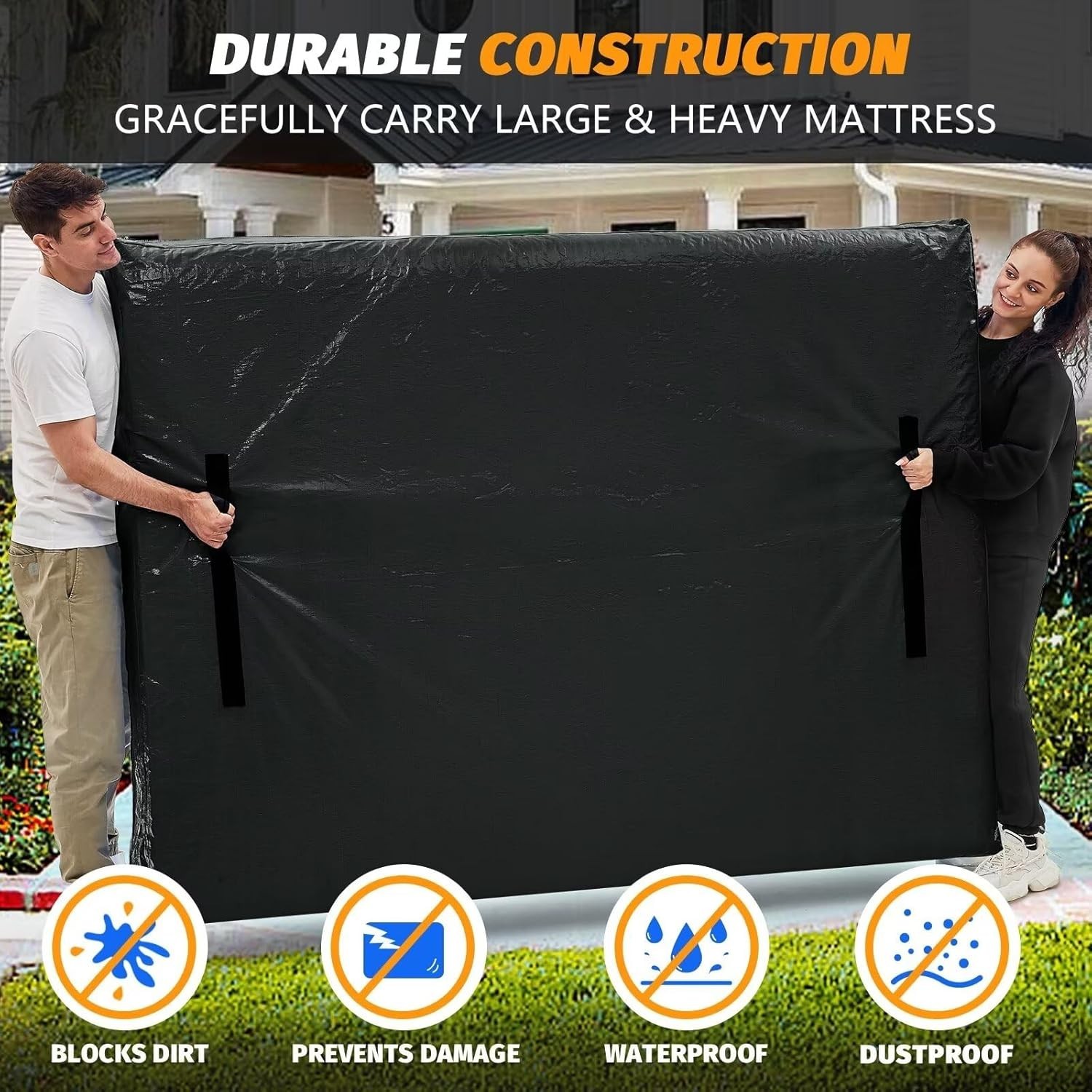 Extra Thick Full Size Mattress Bags with Handles, 2 Pack