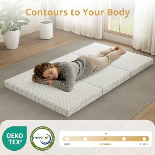 EGOHOME Folding Mattress 3 inch Trifold Memory Foam Mattress Single 3 Inch