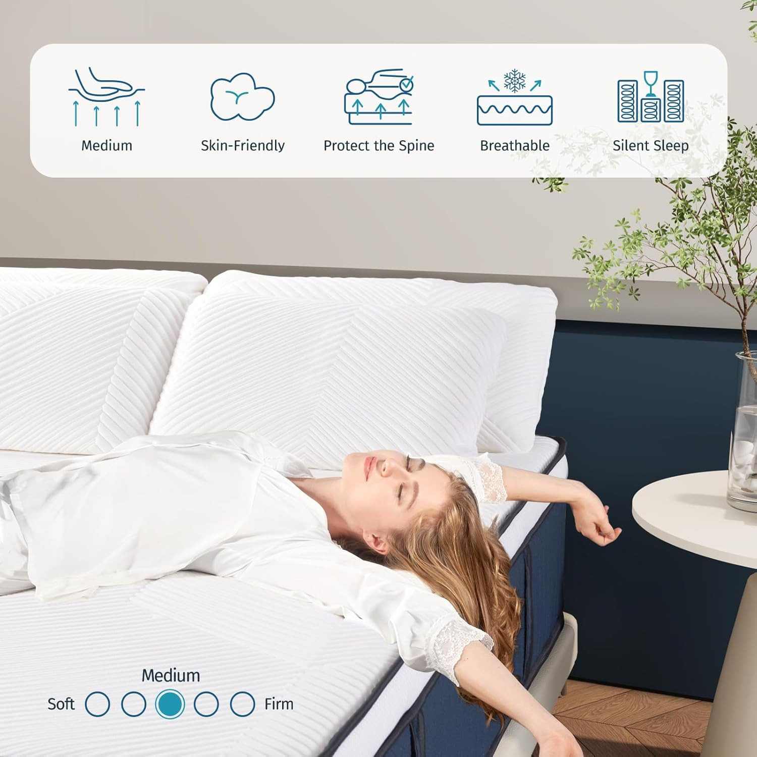 DIGLANT 14″ Euro Top Queen Mattress – Memory Foam & Pocket Springs for Comfort