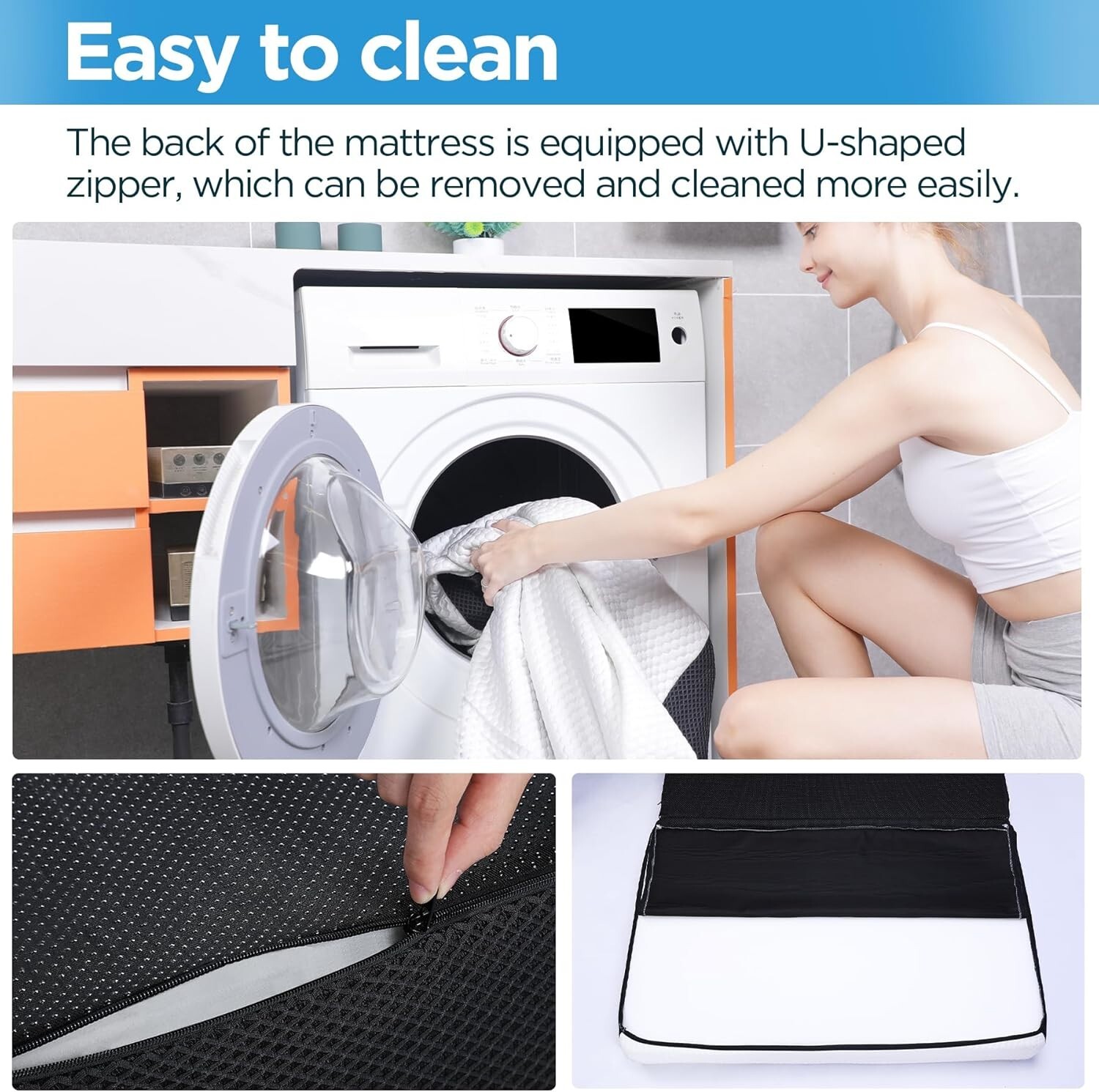 4″ Tri-fold Memory Foam Mattress Foldable Portable Floor Bed Washable Cover Twin