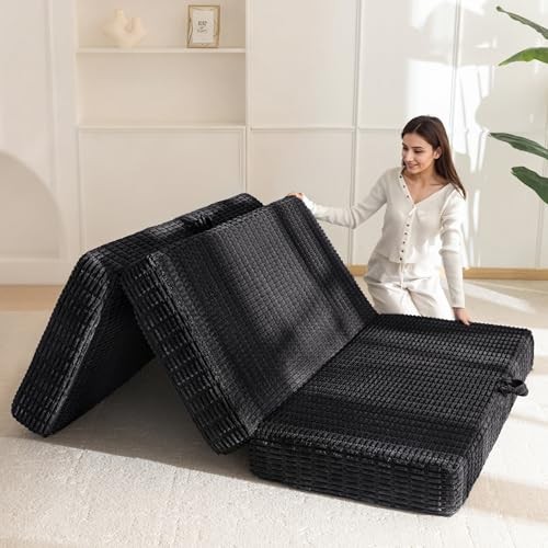 Memory Foam Tri-Folding Mattress, 6 Inch Gel Folding Mattress Tw” Black