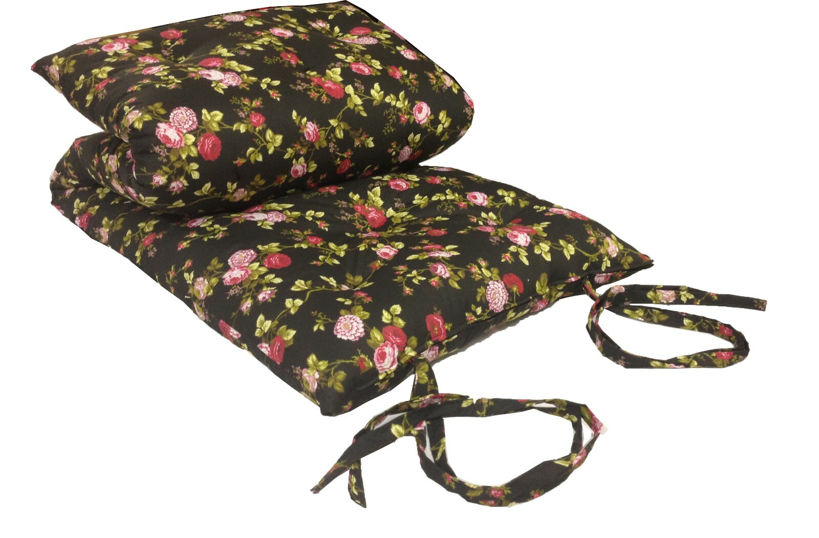 Queen Traditional Japanese/Thai Floor Rolling Futon Mattresses, Rose Black