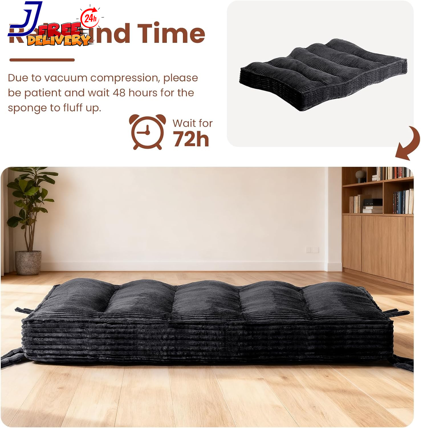 10″ Futon Mattress Queen Size Futons Sofa Couch Bed with Straps Thick Corduroy