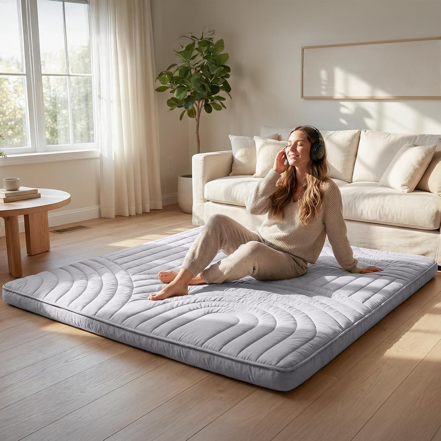 Foldable & Portable Full Size Futon Mattress – Washable Cover for Easy Care
