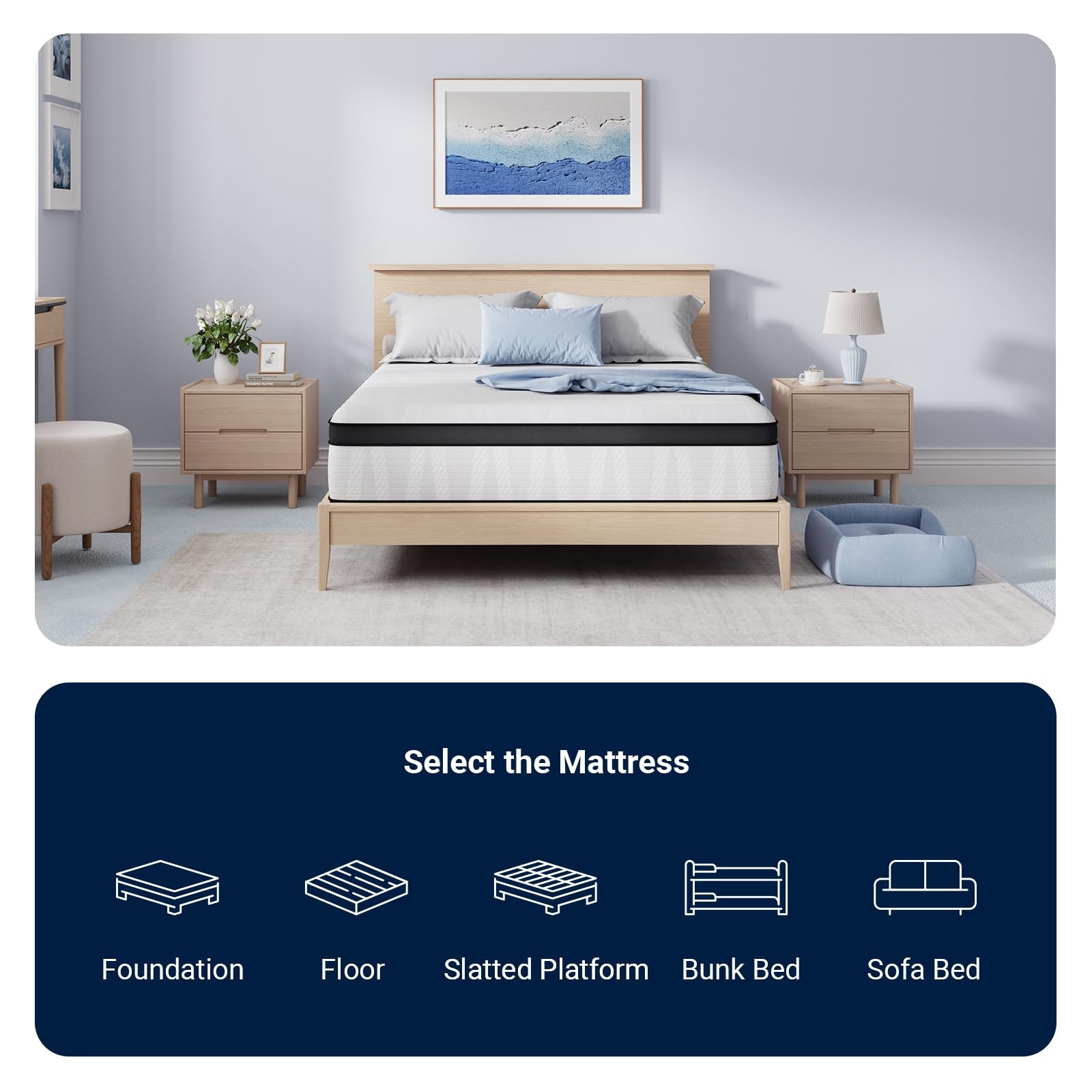 Twin Mattress, 10 Inch Twin Size Hybrid Mattress in a Box, Medium Firm Bed wi…