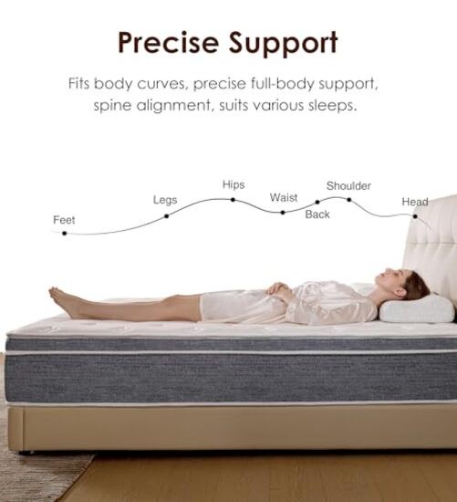 Queen Size Mattress 12 Inch, Cooling Hybrid Mattress in a Box, Queen 12 Inches