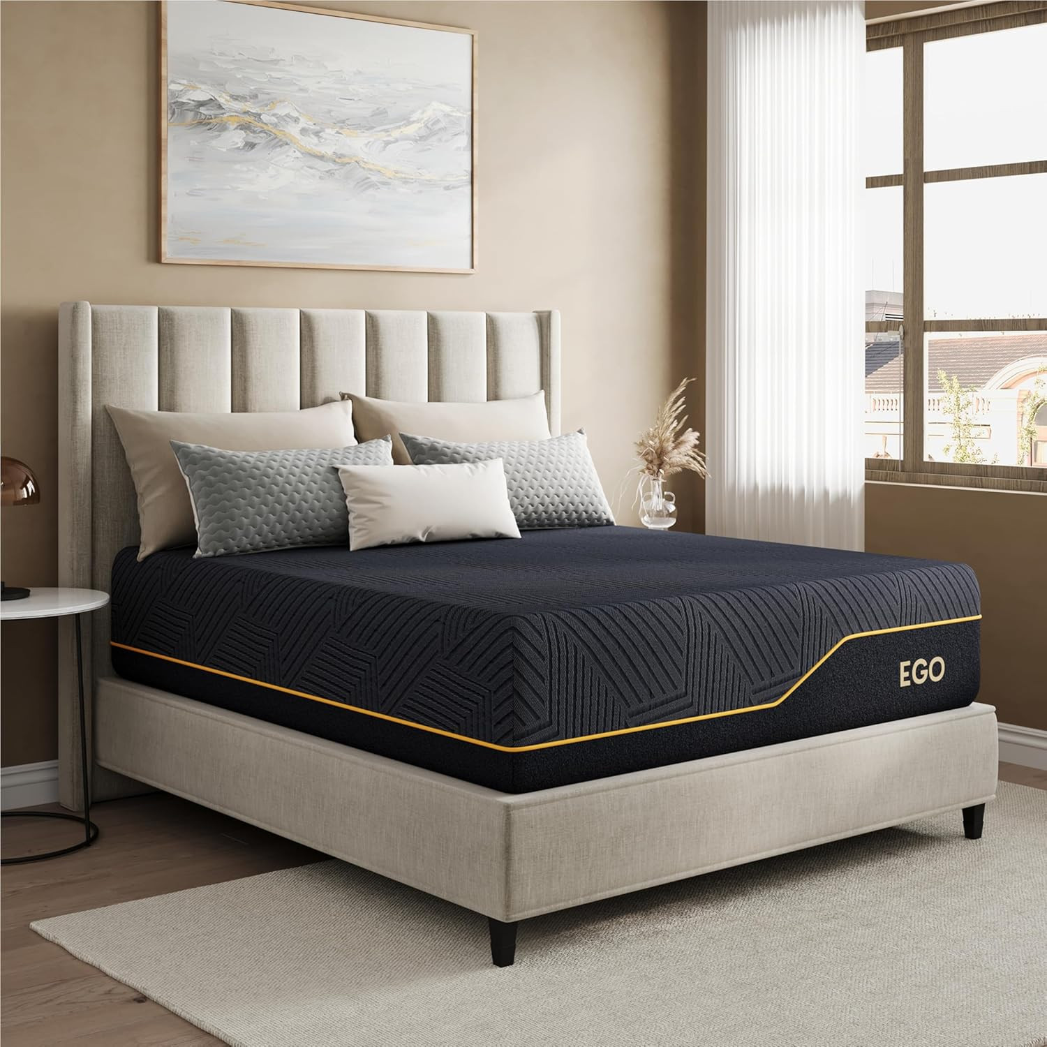 EGOHOME 14 Inch Queen Size Memory Foam Mattress for Cooling Sleep, Pressure Reli