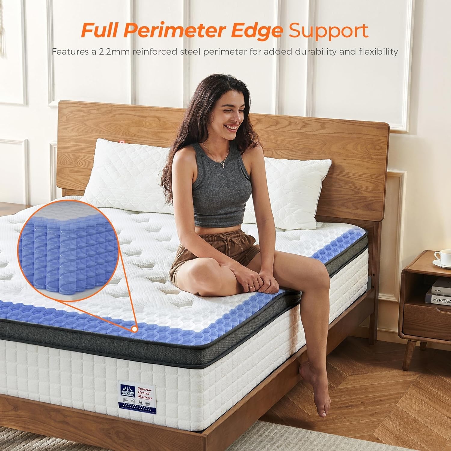 12 Inch Medium Firm Full Hybrid Mattress – Breathable & Motion-Isolating Comfort