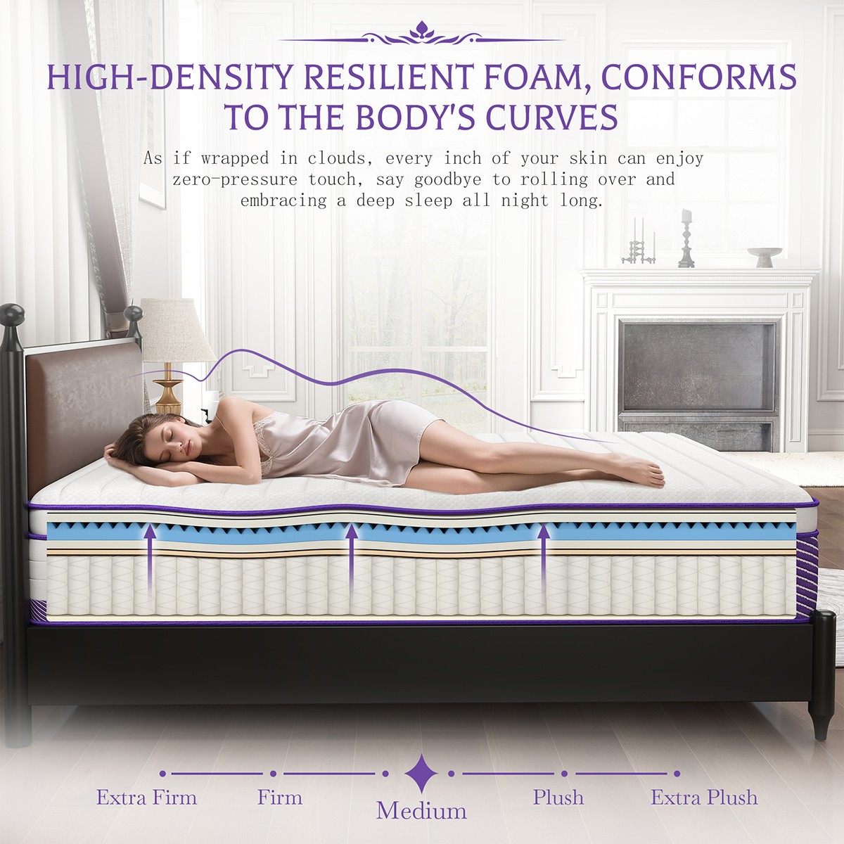 12 Inch King Mattress Gel Memory Foam Pocket Spring Medium Firm Bed in a Box