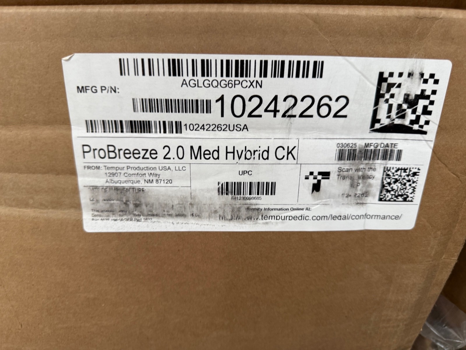 TempurPedic PRO BREEZE 2.0 HYBRID CALIFORNIA KING MATT 5° NEW 2025 CLEARANCE