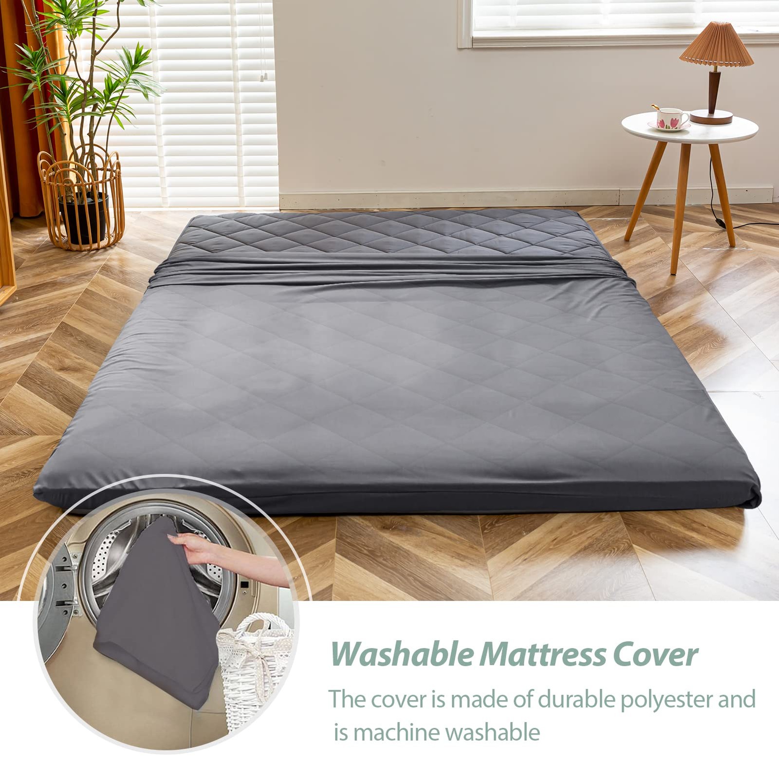 Japanese Floor Futon Mattress King Size, Floor Ftuon for Adults, Roll Up Fold…