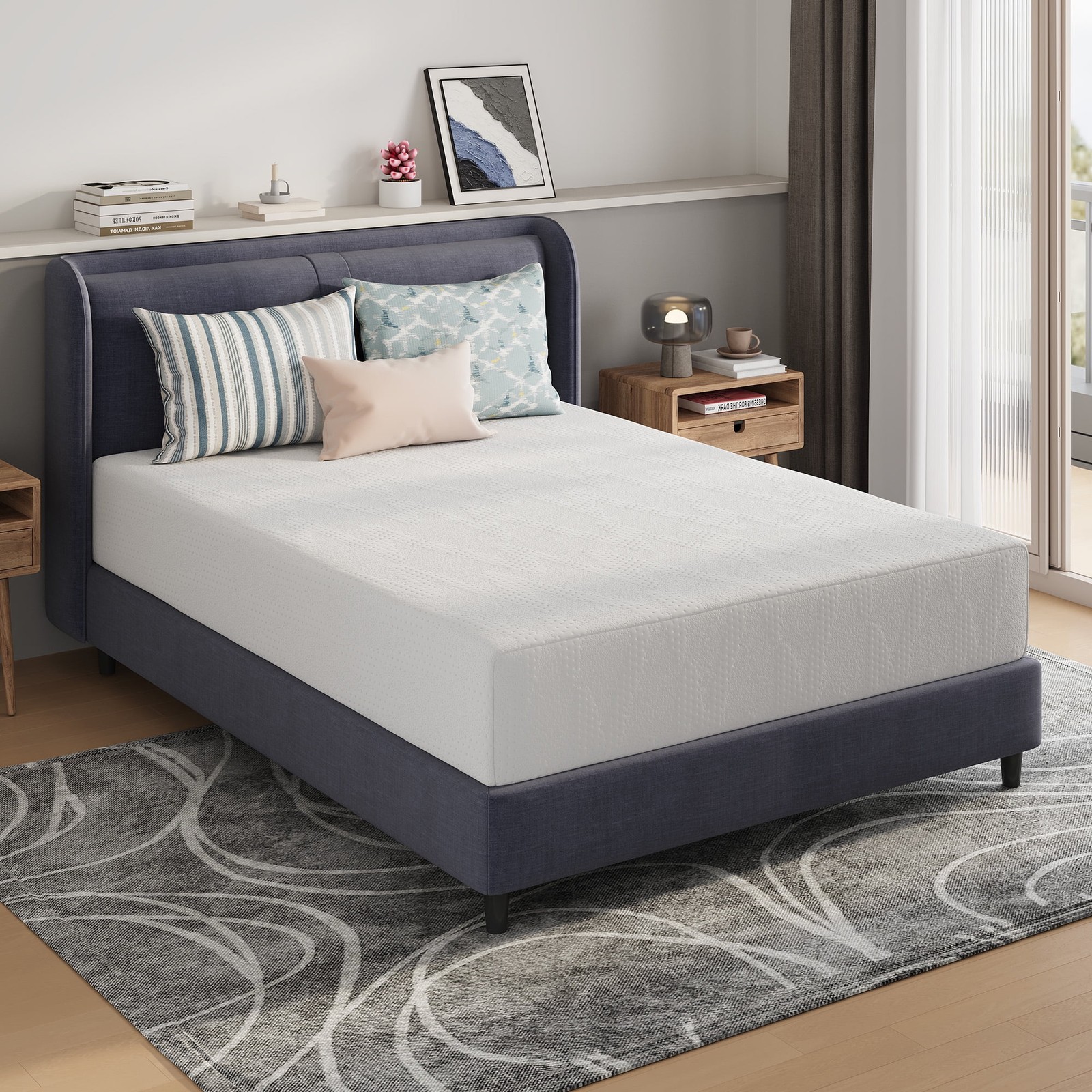 Avenco Victoria 12″ Medium Gel Memory Foam Cooling Motion Isolation Mattress, Qu