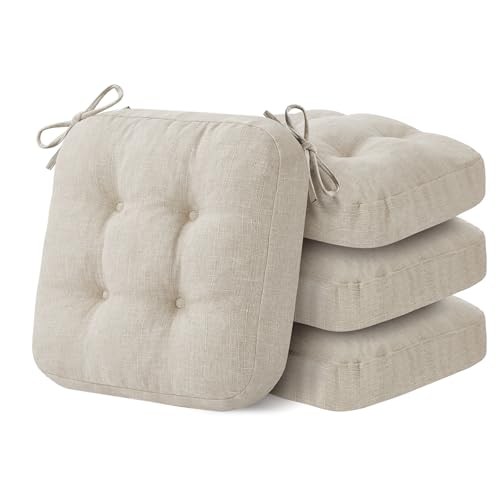 Chair Cushions, Memory Foam Dining Chair Cushions, Tufted Pack of 4 Beige