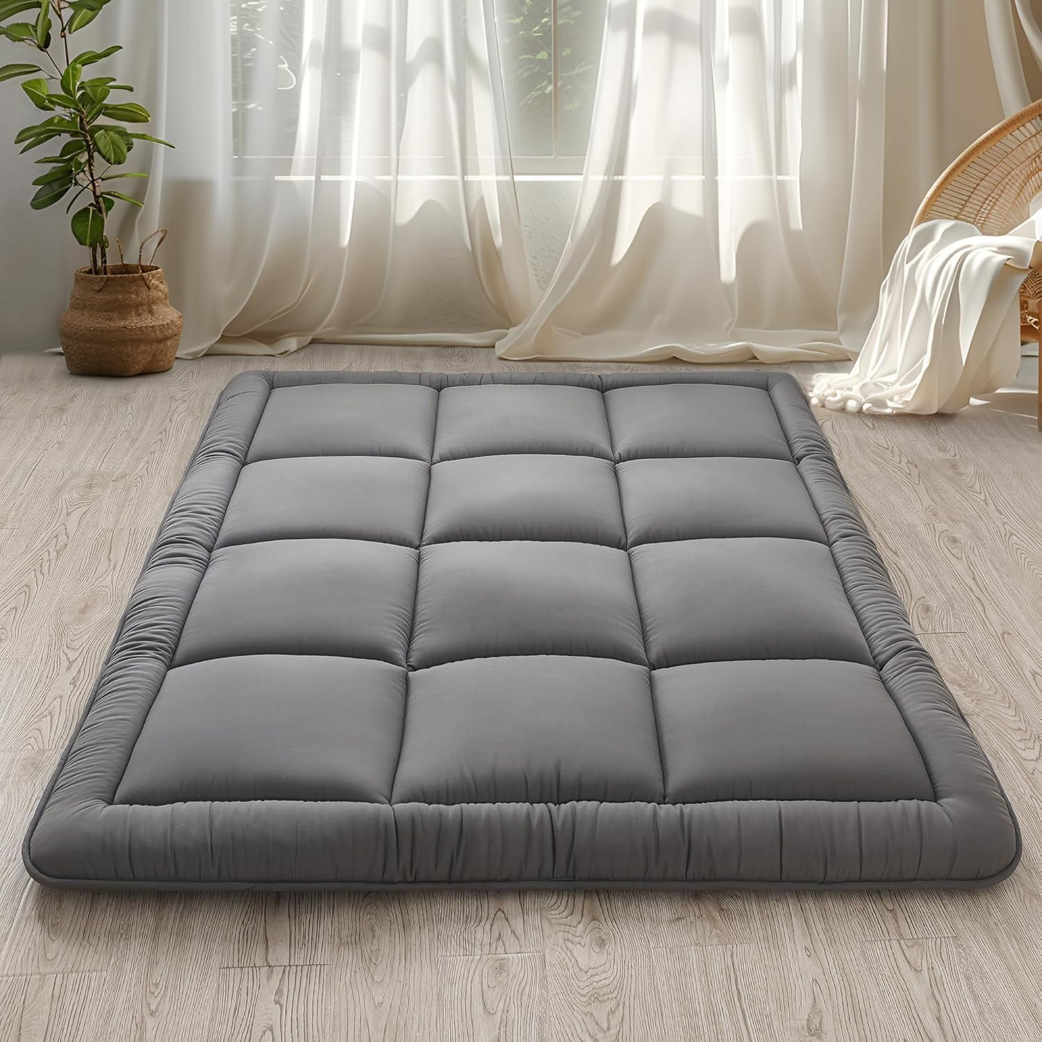 Japanese Floor Mattress Futon Mattress 3″ Grey Tatami Mat Shredded