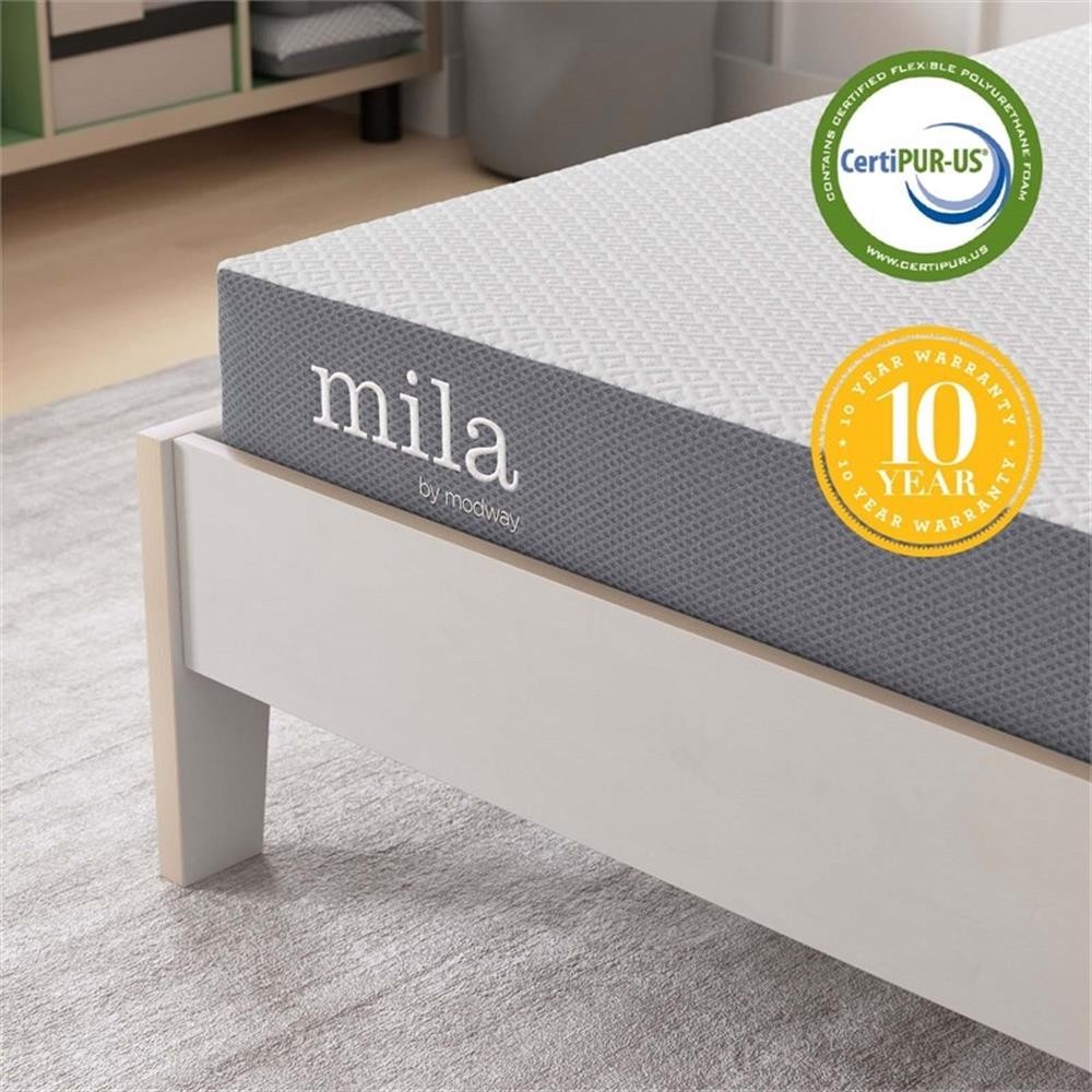 Modway Mila 6″ Modern Style Memory Foam Twin Mattress in White (Set of 2)