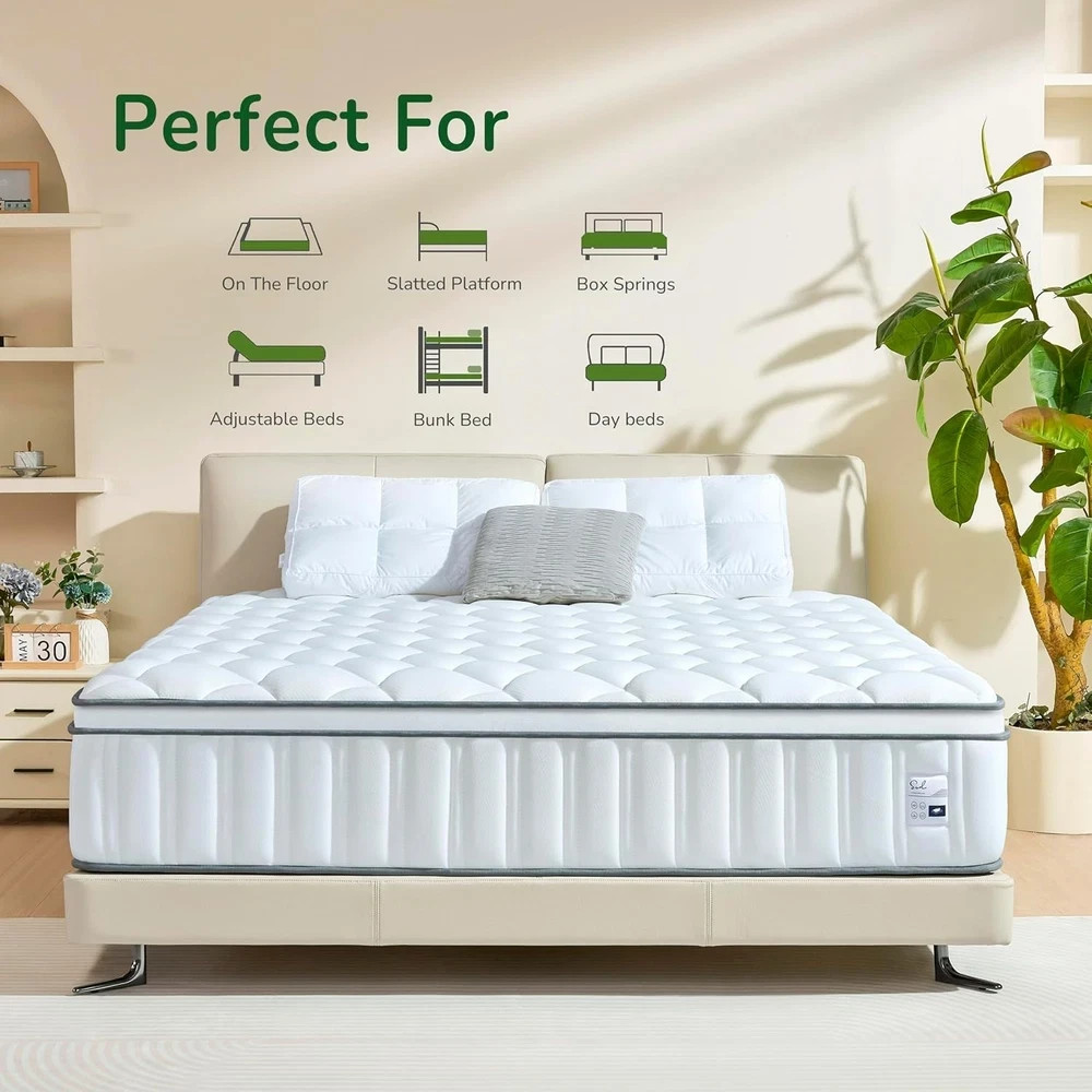 12 Inch Queen Mattress in a Box Hybrid Gel Memory Foam Pocket Spring Soft Plush