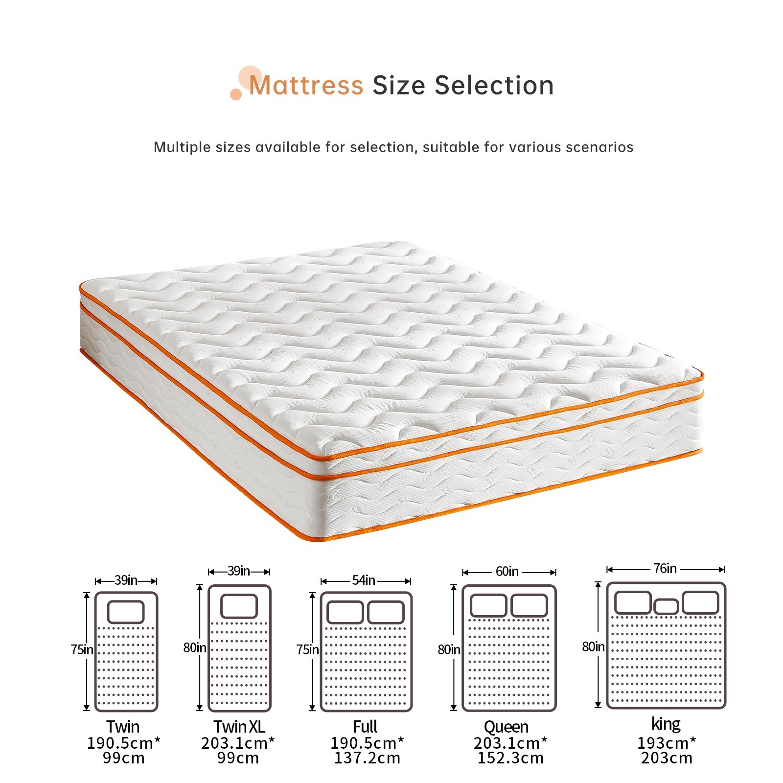 10″ Innerspring Hybrid Mattress in a Box with Memory Foam for Back Pain Relief