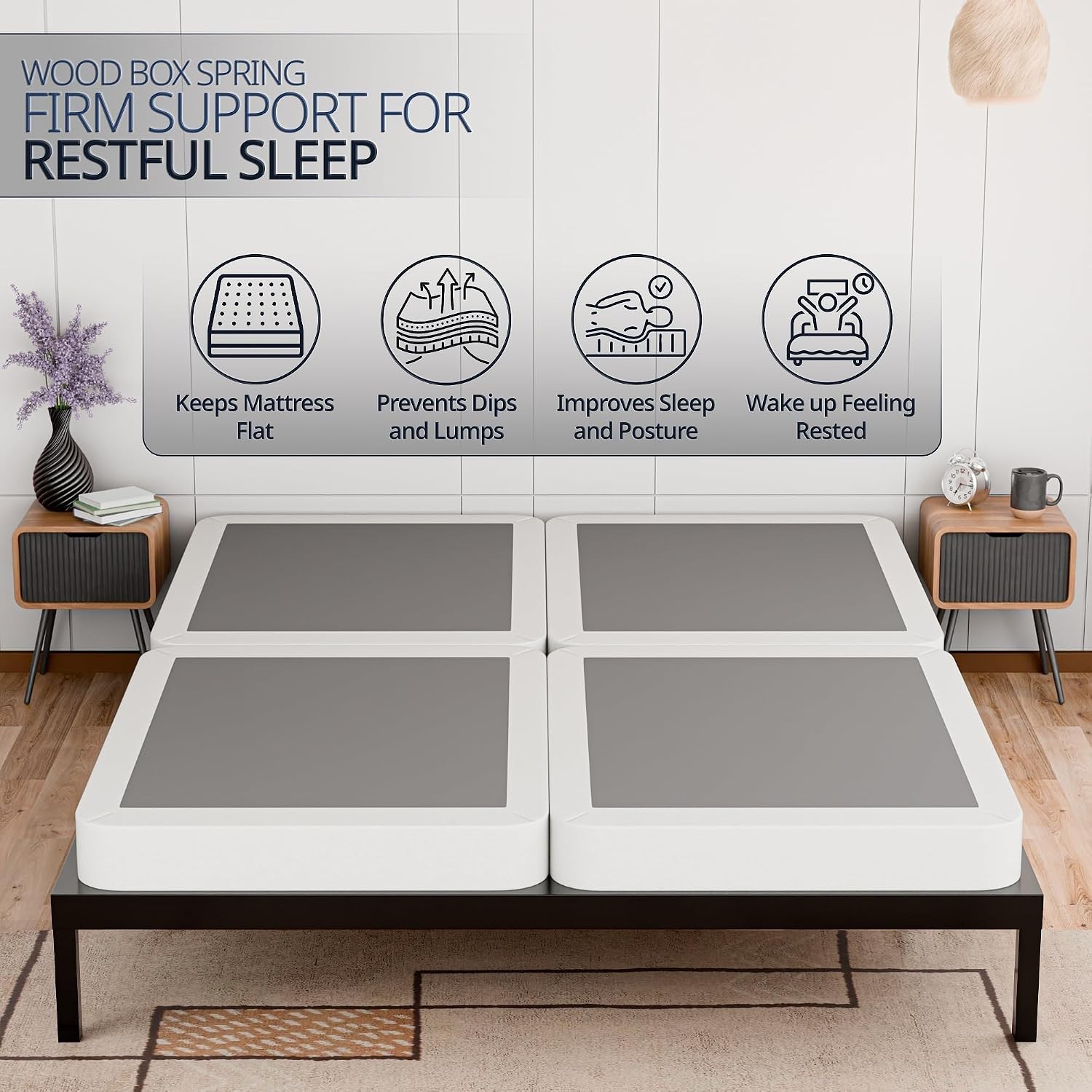 Natural Wood 4-Inch Box Spring – Durable Support for a California King Mattress