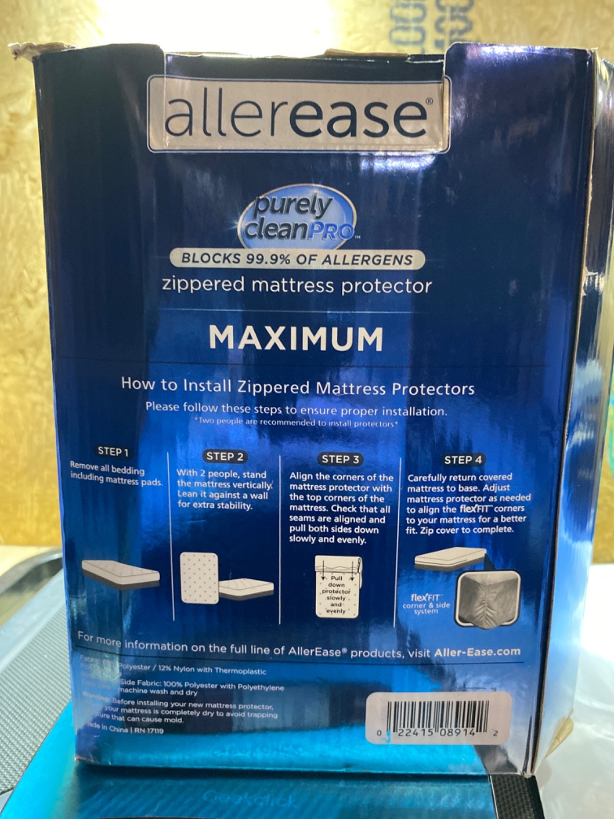 Aller-Ease 8914WM Maximum Allergy Relief Zippered Mattress Protector, Queen