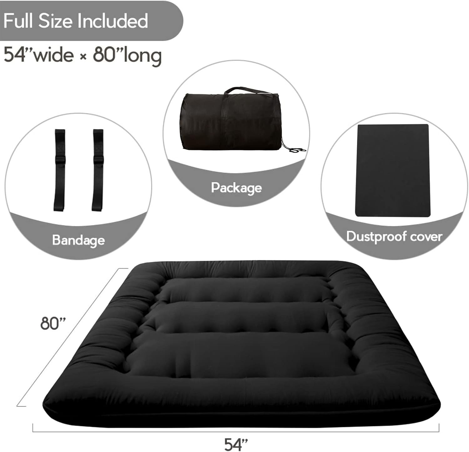 Japanese Floor Mattress Futon Mattress Roll Up Mat Foldable Portable Tatami P…