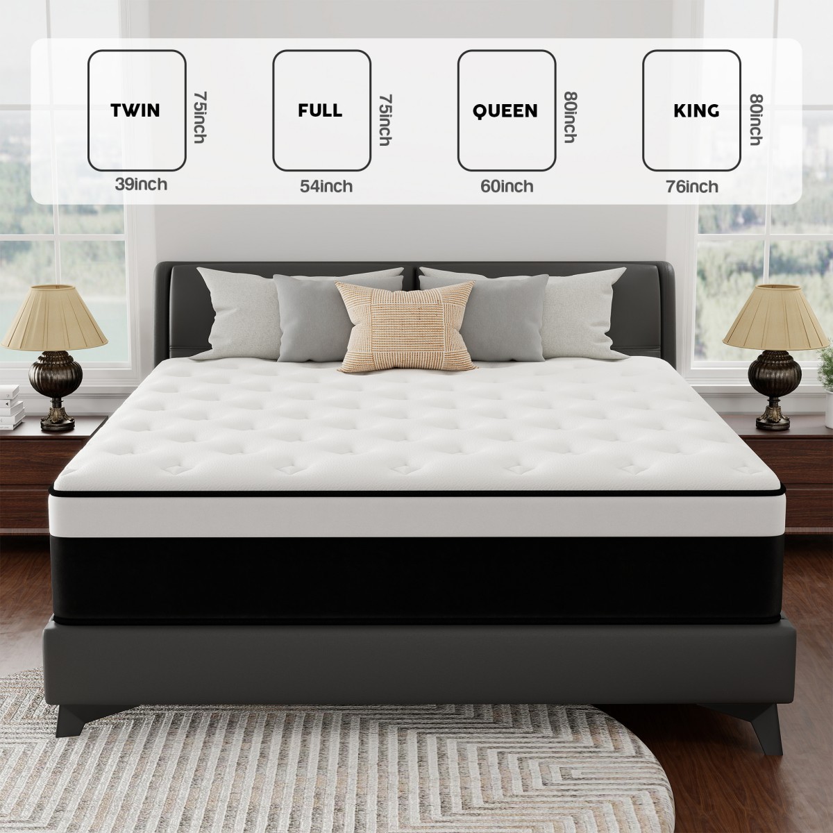 12/14 Inch Mattress Twin Full Queen King Bed Size Mattresses Medium Firm 7-Zone