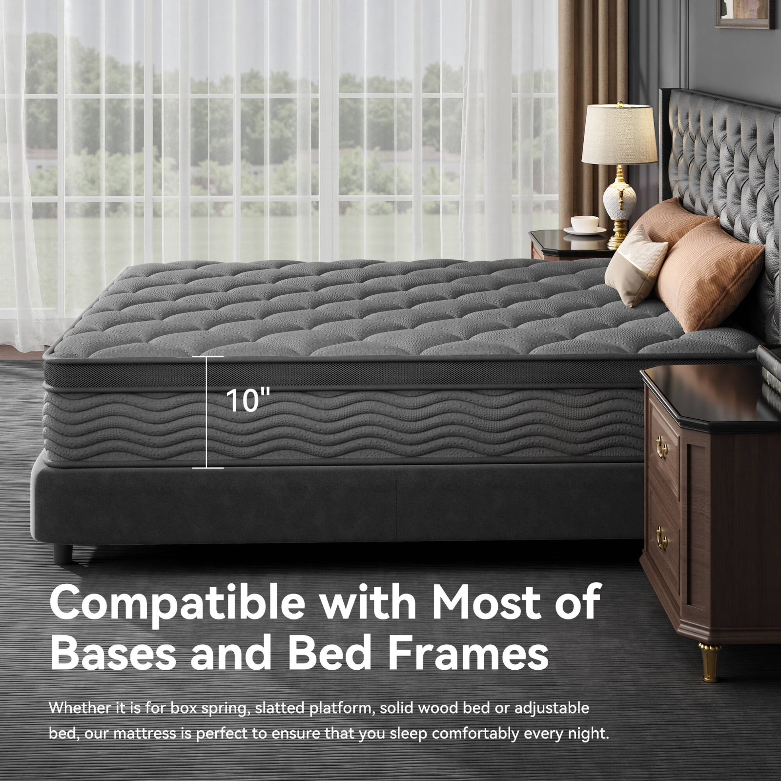 10″ Twin Colchon Gel Memory Foam Hibrido Cama Twin Mattress Hybrid Medium Firm