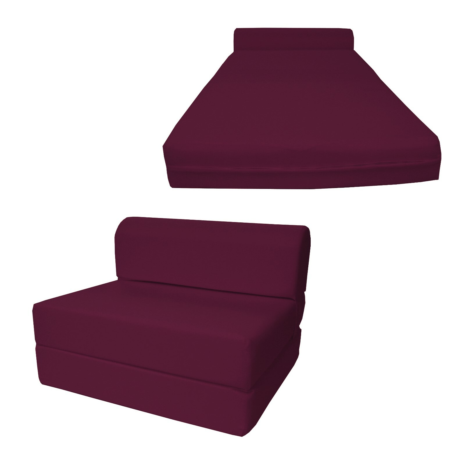 Twin Size Sleeper Chair Folding Foam Beds, Foldable Sofa Couch 6x36x70 Burgundy