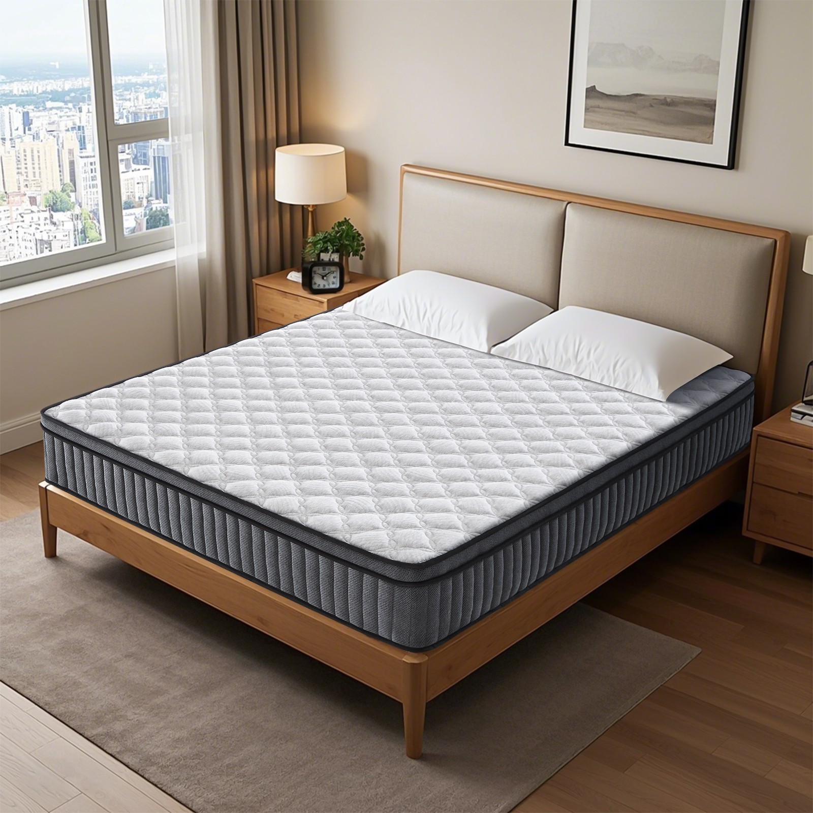 10″12″ Gel Memory Foam Spring Hybrid Mattress Twin Full Queen King Size In A Box