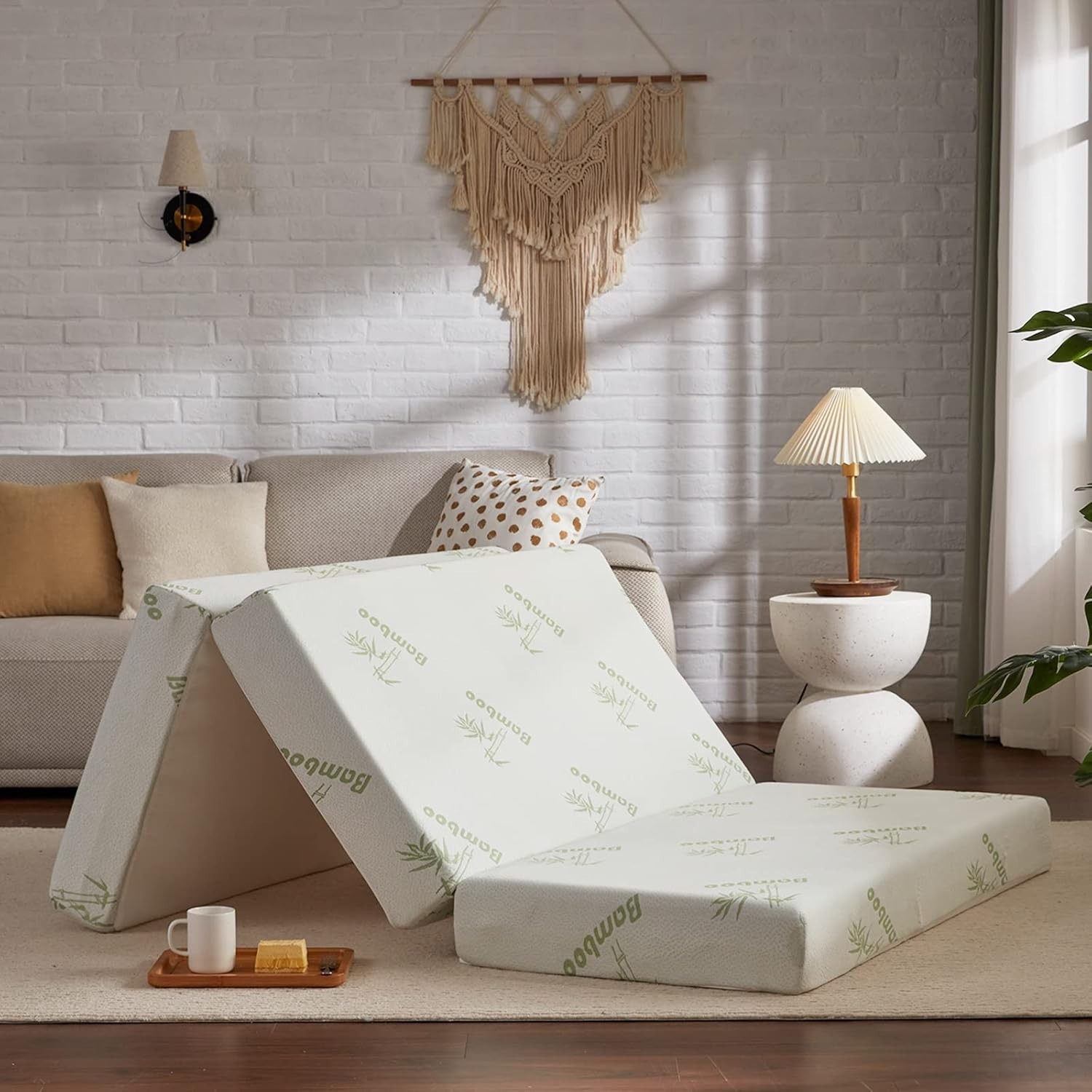 4 Inch Tri-Folding Memory Foam Mattress with Storage Bag, Queen Size 75″x58″
