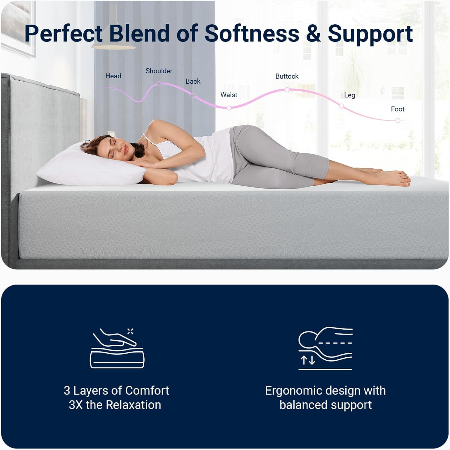 14″ King Size Gel Memory Foam Mattress for Cool Sleep & Pressure Relief