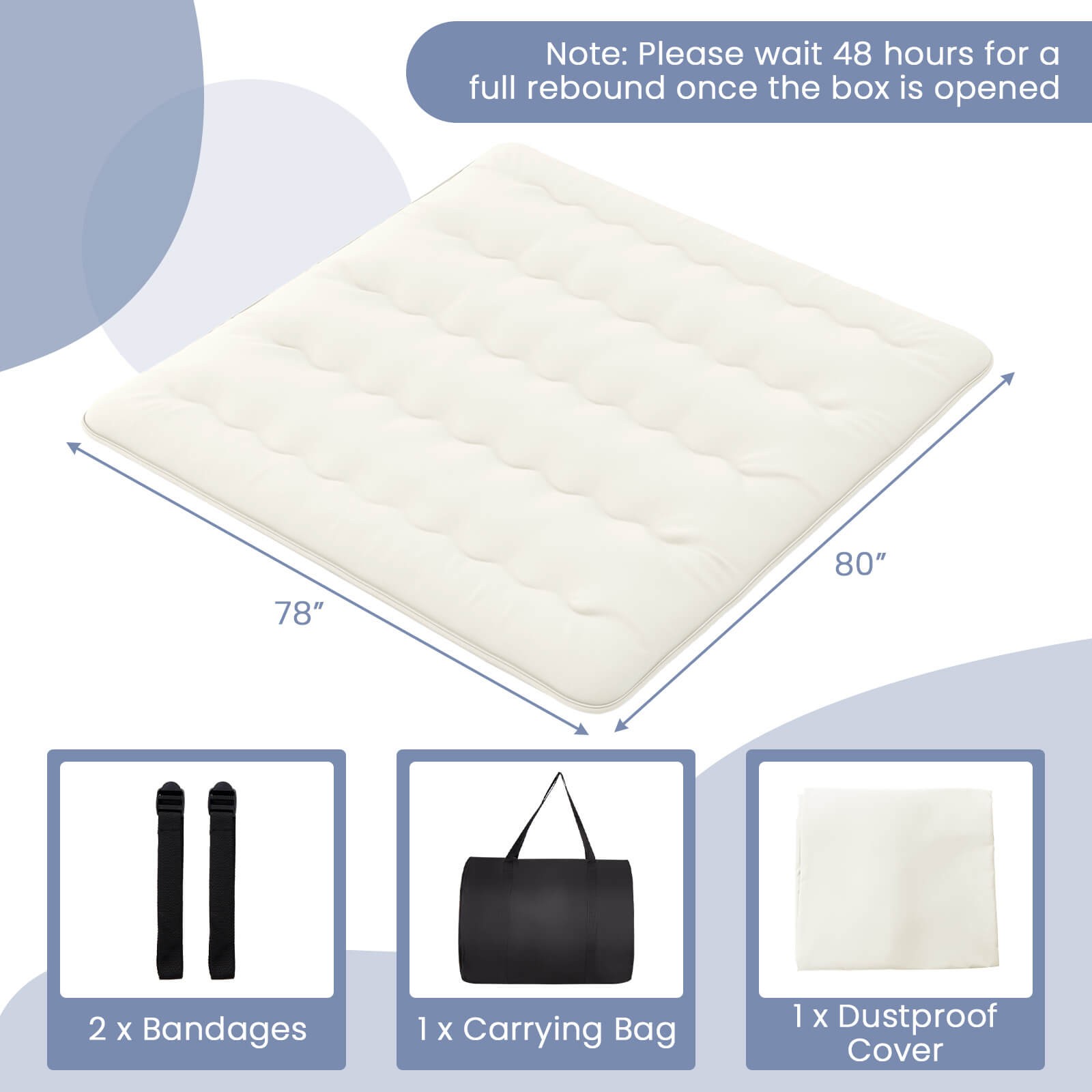 King Futon Mattress Japanese Floor Sleeping Pad Washable Cover Carry Bag Beige