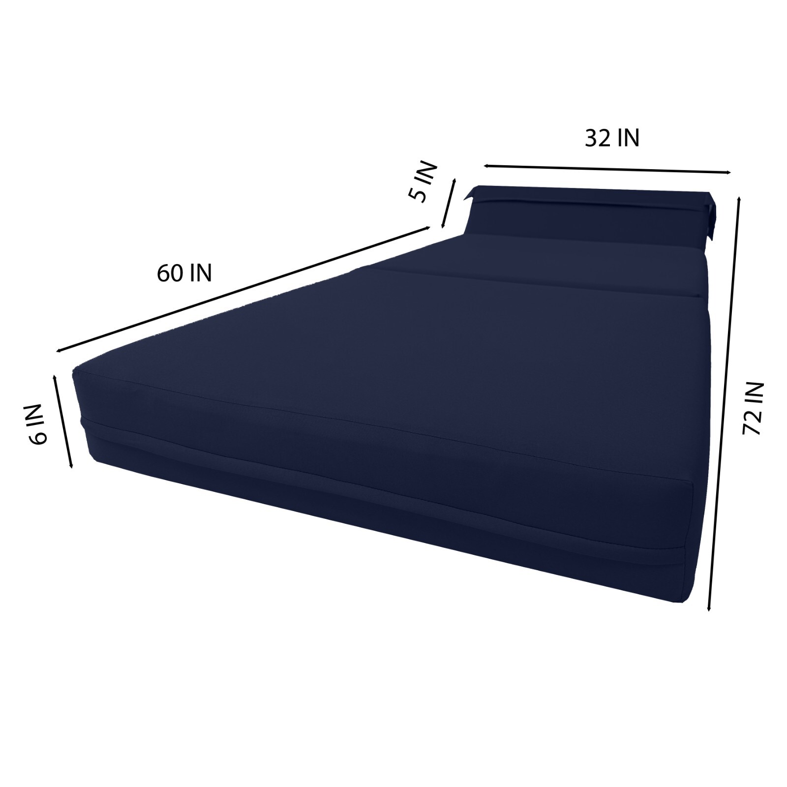Navy 6 x 32 x 70 Sleeper Chair Folding Foam Bed, Guest Beds, Density 1.8 lbs