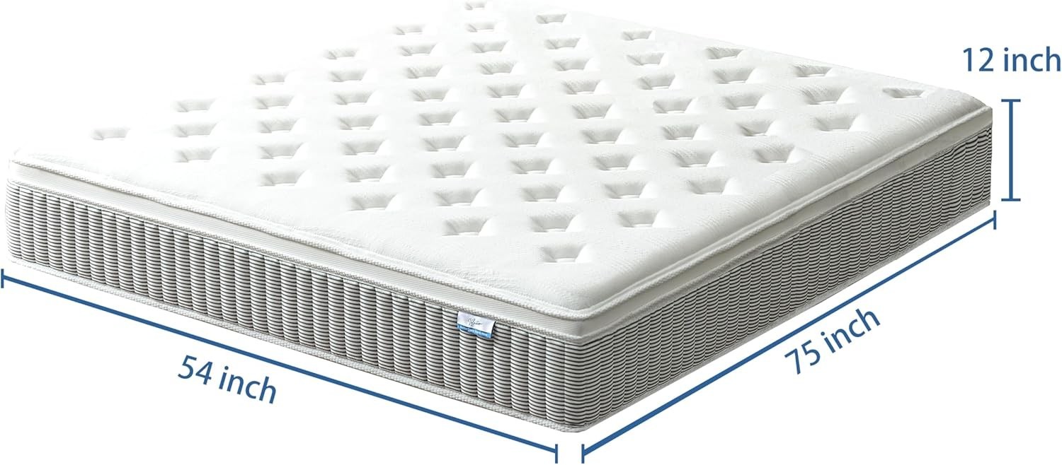 12 Inch Queen Mattress in a Box Hybrid Gel Memory Foam Pocket Spring Soft Plush