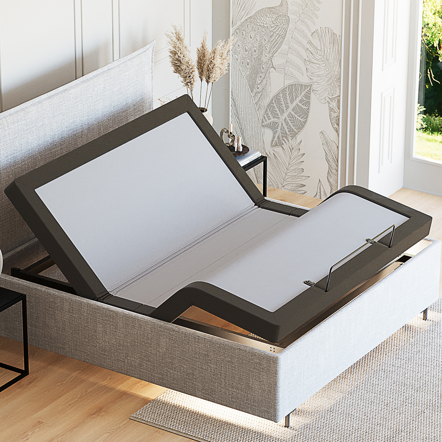Adjustable Bed Base Massage Bed Frame Optional Remote, USB Ports, LED