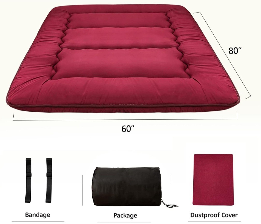 maxyoyo japanese floor mattress burgundy queen size