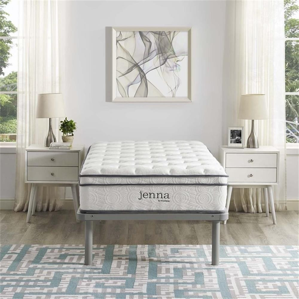 Modway Jenna 10″ Modern Innerspring and Foam Twin Mattress in White