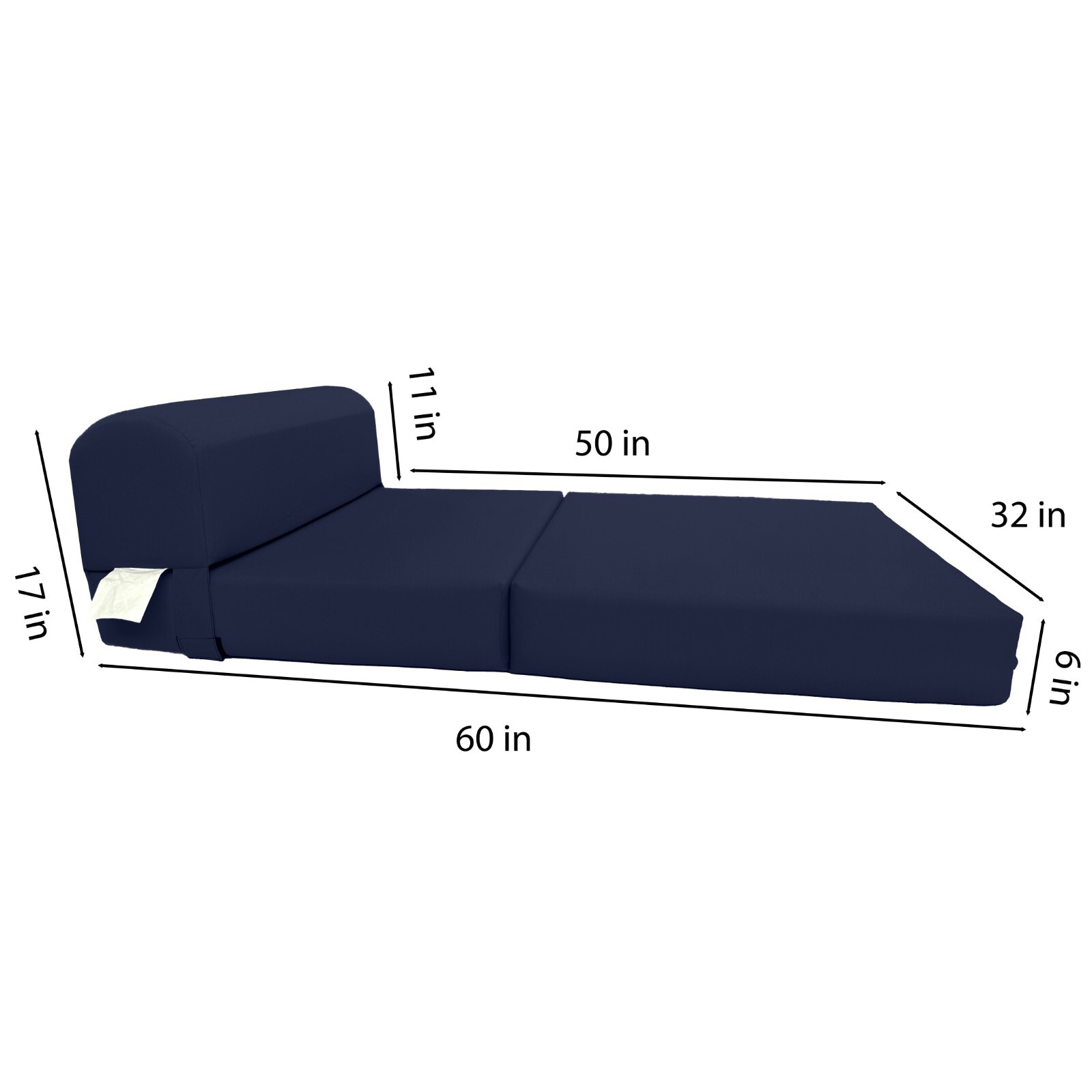 Navy Blue 6x32x70 Sleeper Chair Folding Foam Bed, Foam Density 1.8 lbs Sofa Beds