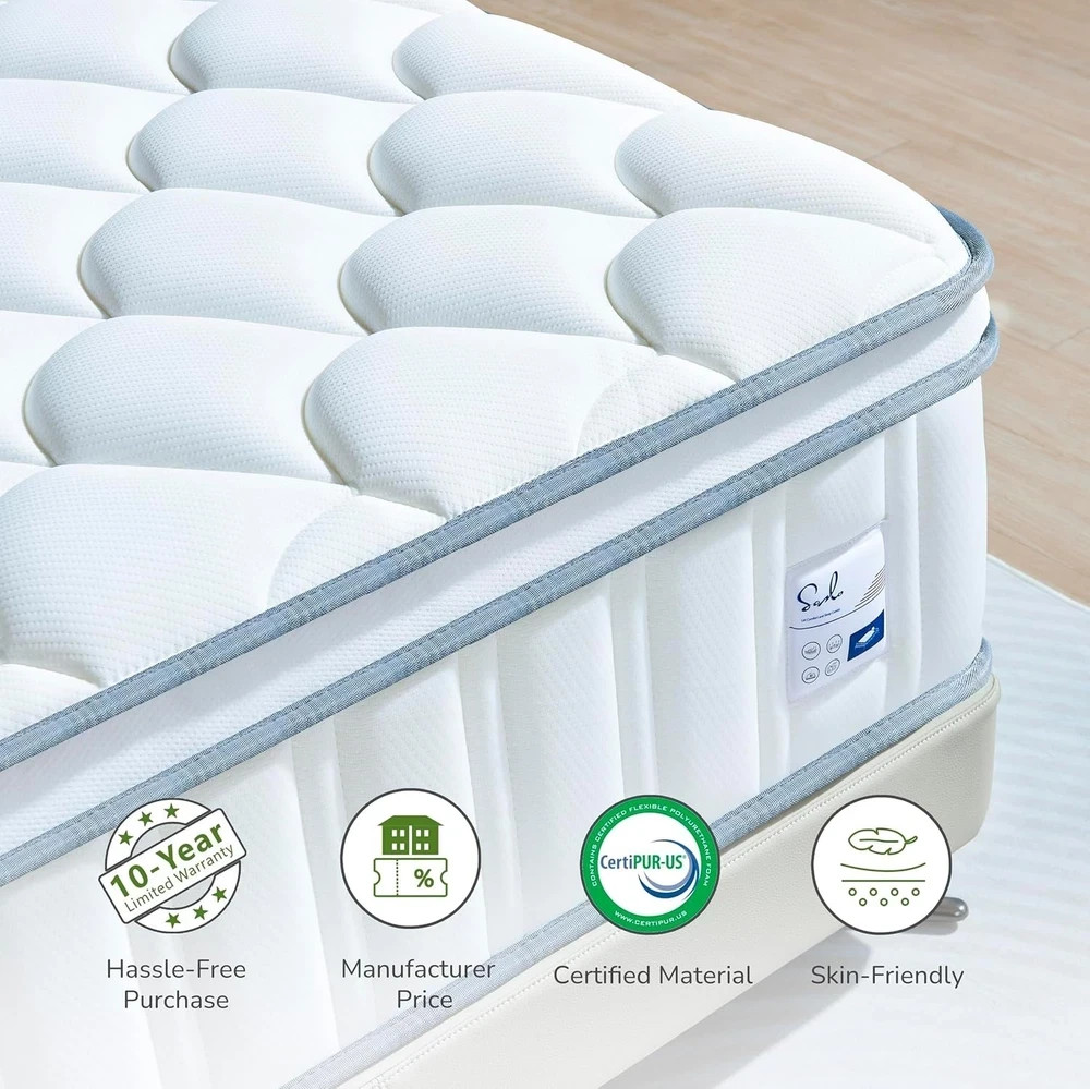 12 Inch Queen Mattress in a Box Hybrid Gel Memory Foam Pocket Spring Soft Plush