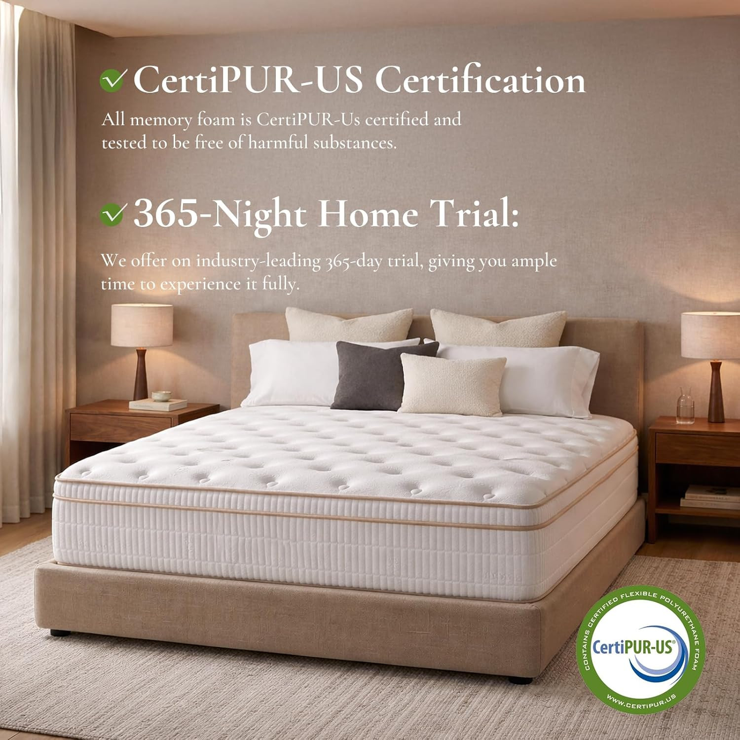 Queen 14″ Hybrid Mattress Fiberglass Free Memory Foam Bed