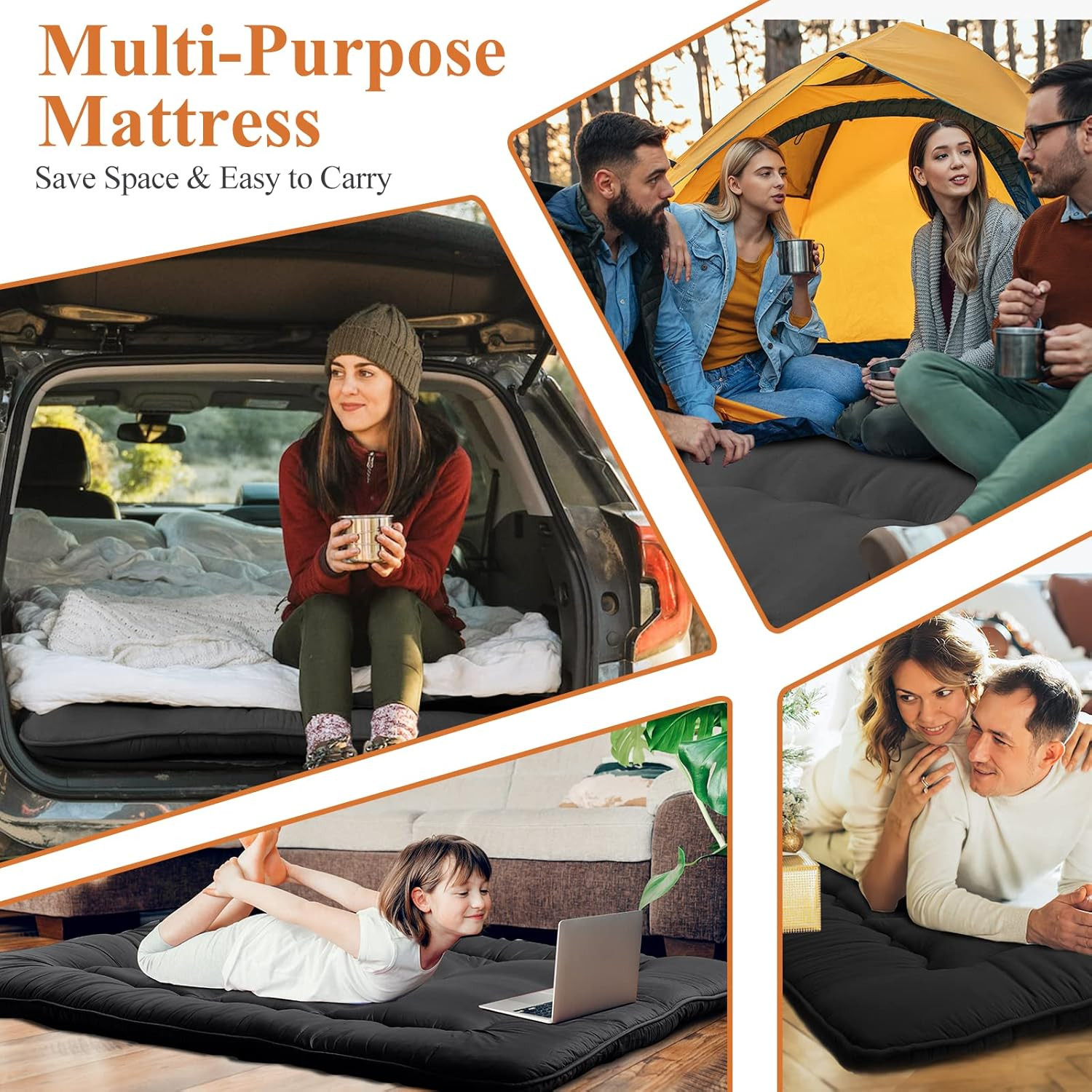 Futon Mattress – Thicken Sleeping Mat for Floor, Folding Mat for Adults & Kids,