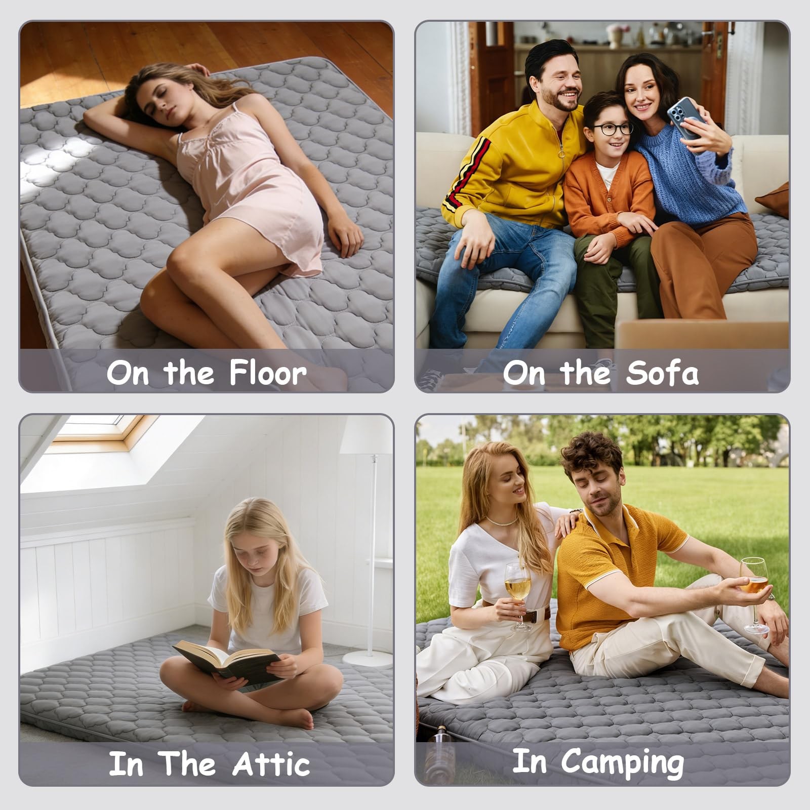 Japanese Futon Floor Mattress Full Size 54″×80″, Thicken 5-Layer Japanese Tat…
