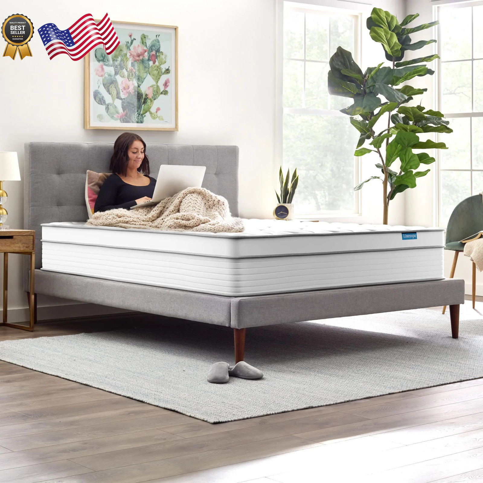 12″ QUEEN Linenspa Hybrid Mattress Plush Memory Foam And Coil Mattress Beddin