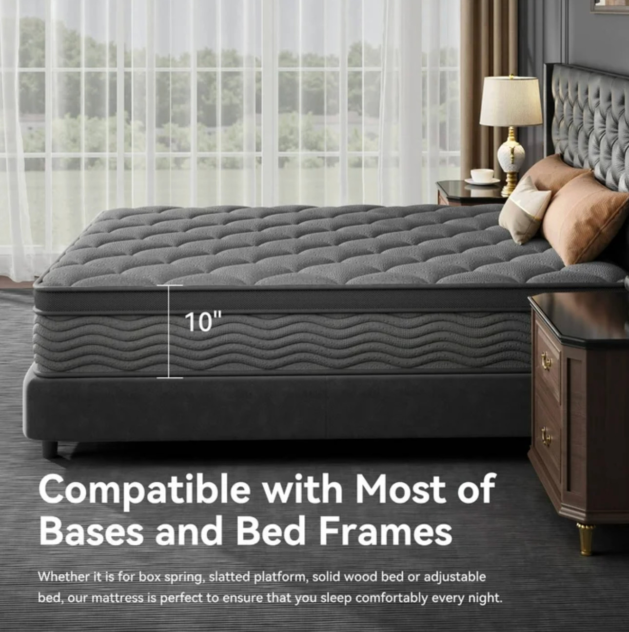 10″ Twin Colchon Gel Memory Foam Hibrido Cama Twin Mattress Hybrid Medium Firm
