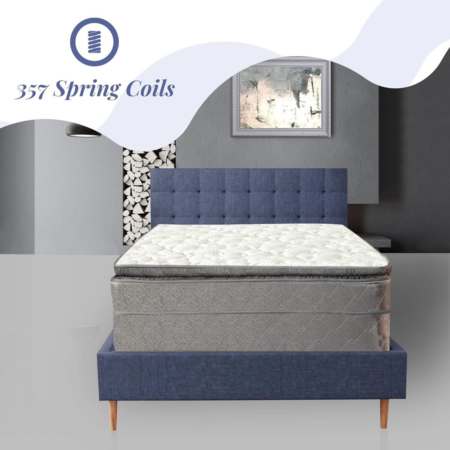10″ Plush Pillowtop Innerspring Mattress & 8″ Wood Box Spring, Twin Size