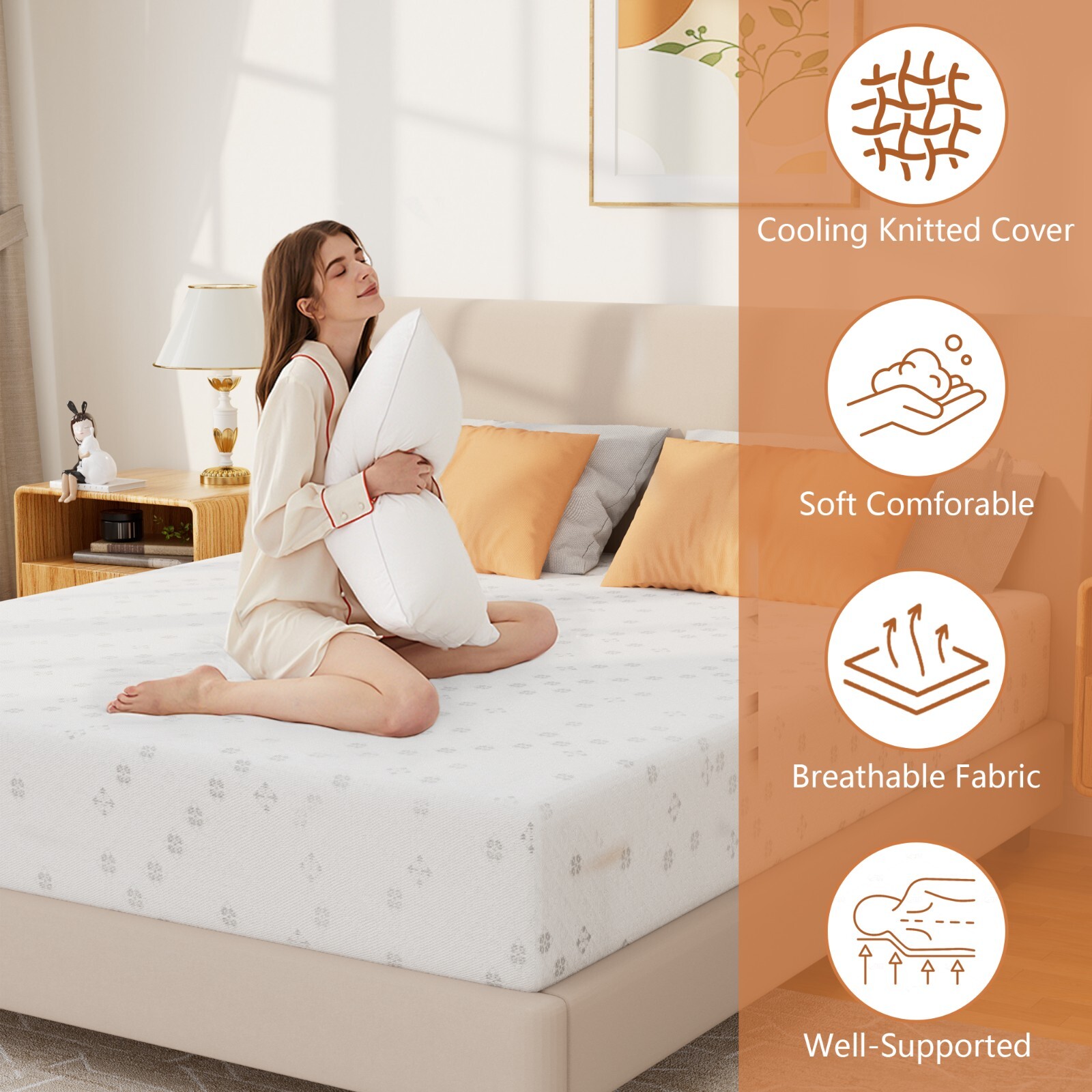 10″ Gel Memory Foam Mattress with Removable Cover Twin Full Queen King Mattress