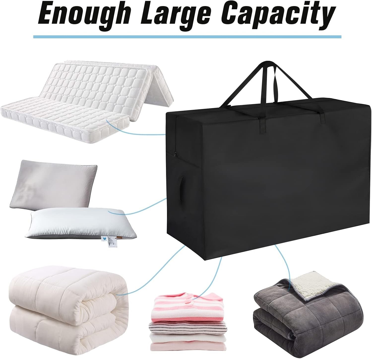 Durable and Lightweight Folding Mattress Storage Bag for All 4″ Full Mattresses