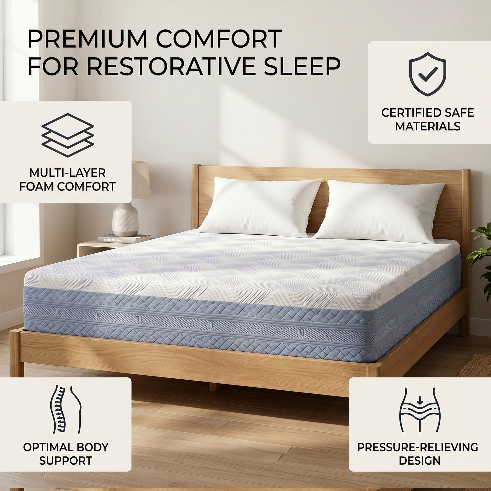 King Size Memory Foam Mattress High Density Multi-Layer Foam with Certifications