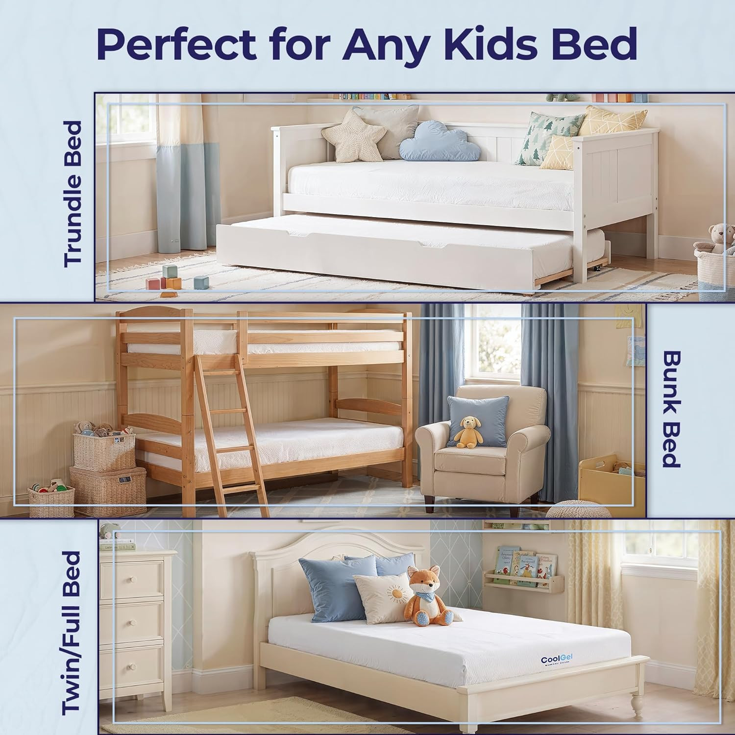 6 Inch Twin Mattress for Kids, Cooling Gel Memory Foam Mattress in a Box, Medium