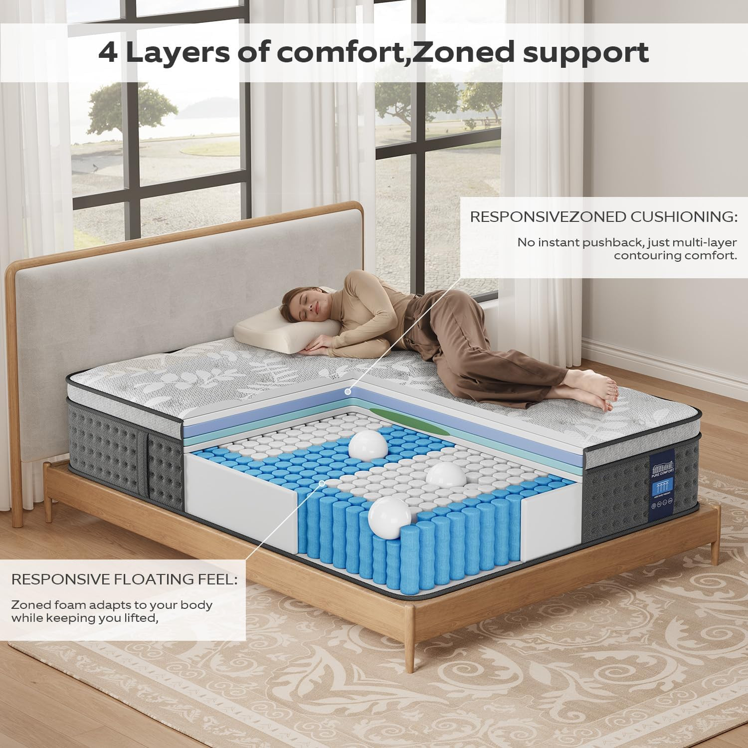 Full Size Mattress,10 Inch Hybrid Full Mattress in a Box,Memory Foam and Pocket