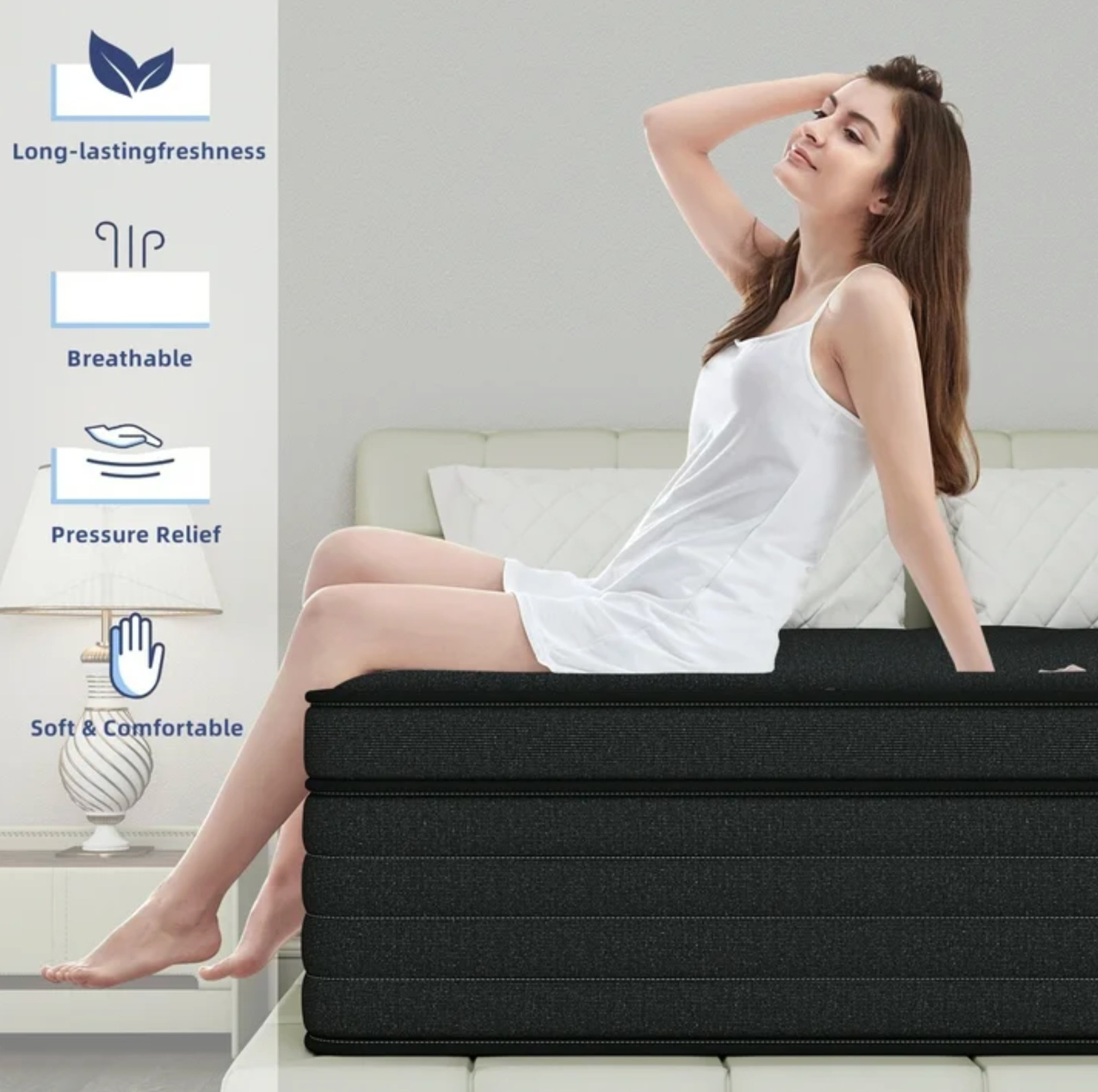 14″ Queen Colchon Memory Foam Hibrido Cama Queen Knitted Mattress Medium Hybrid